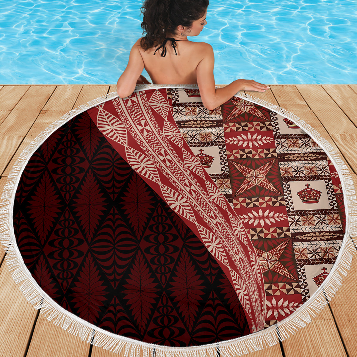 Tonga Fonulei and Ngatu Pattern Beach Blanket LT03 - Polynesian Pride