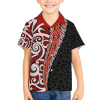 New Zealand Maori Stylized Koru Family Matching Puletasi and Hawaiian Shirt LT03 Son's Shirt Red - Polynesian Pride