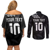 New Zealand Rugby Custom Couples Matching Off Shoulder Short Dress and Long Sleeve Button Shirt The Champions Aotearoa