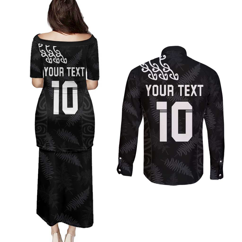 New Zealand Rugby Custom Couples Matching Puletasi and Long Sleeve Button Shirt The Champions Aotearoa