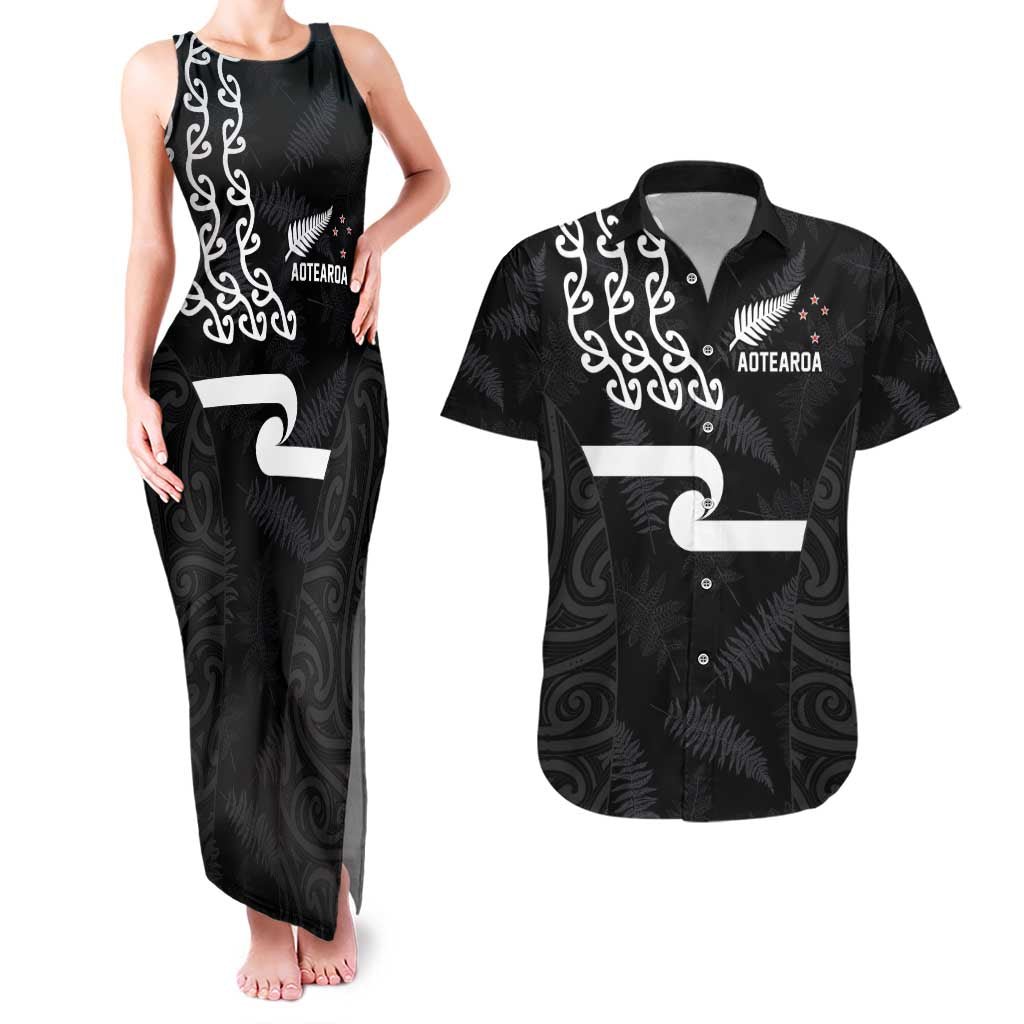 New Zealand Rugby Custom Couples Matching Tank Maxi Dress and Hawaiian Shirt The Champions Aotearoa