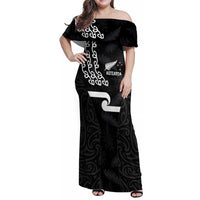 New Zealand Rugby Custom Family Matching Off Shoulder Maxi Dress and Hawaiian Shirt The Champions Aotearoa