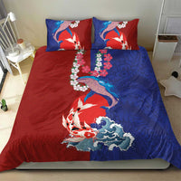 Hawaiian and Japanese Together Bedding Set The Whale and Koi Fish with Hinomaru and Lei LT03 - Polynesian Pride