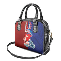 Hawaiian and Japanese Together Shoulder Handbag The Whale and Koi Fish with Hinomaru and Lei