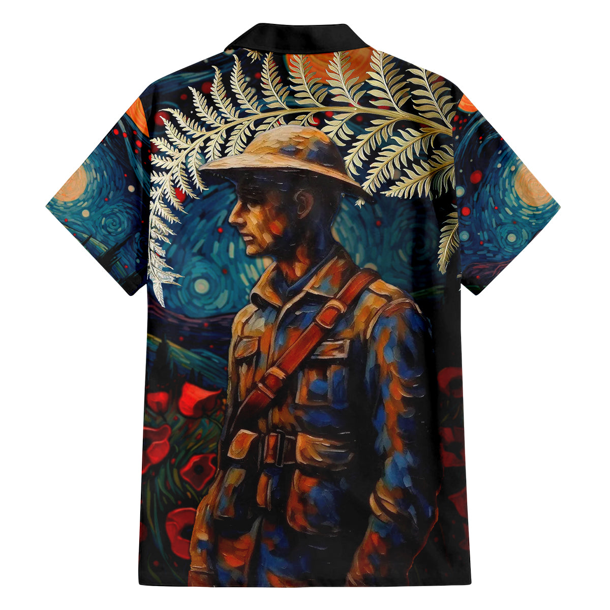 New Zealand Soldier ANZAC Day Family Matching Puletasi and Hawaiian Shirt Silver Fern Starry Night Style LT03 - Polynesian Pride