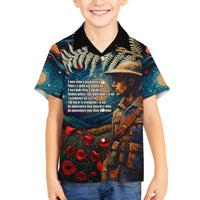 New Zealand Soldier ANZAC Day Family Matching Puletasi and Hawaiian Shirt Silver Fern Starry Night Style LT03 Son's Shirt Blue - Polynesian Pride