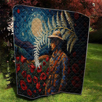 New Zealand Soldier ANZAC Day Quilt Silver Fern Starry Night Style LT03 - Polynesian Pride