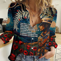 New Zealand Soldier ANZAC Day Women Casual Shirt Silver Fern Starry Night Style LT03 Female Blue - Polynesian Pride