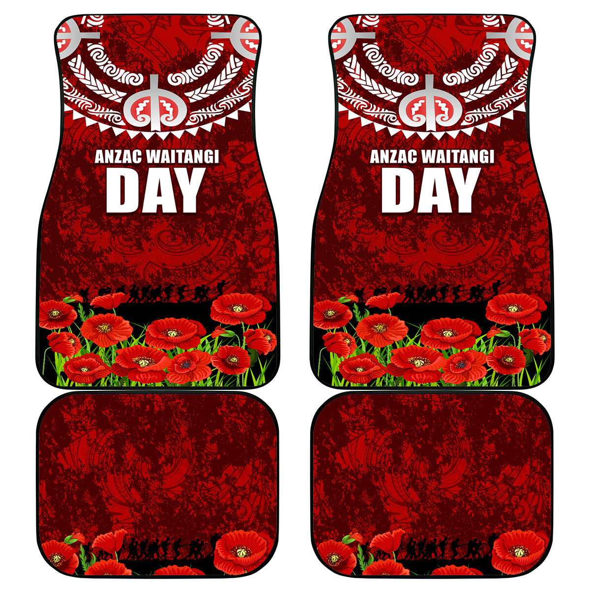 New Zealand ANZAC Waitangi Day Car Mats Hei Tiki and Soldier LT03 - Polynesian Pride