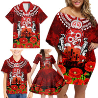 New Zealand ANZAC Waitangi Day Family Matching Off Shoulder Short Dress and Hawaiian Shirt Hei Tiki and Soldier LT03 - Polynesian Pride
