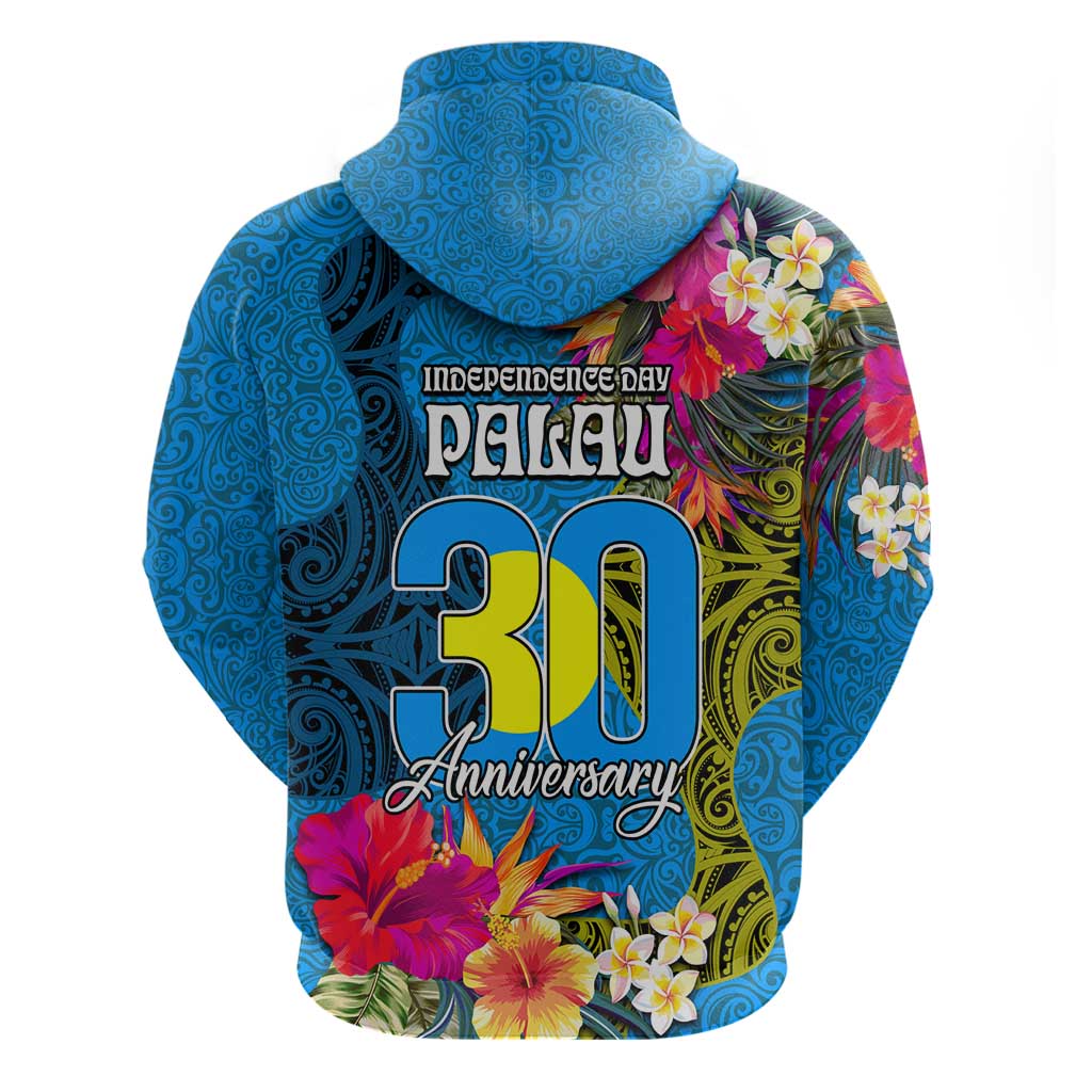 Palau Independence Day Hoodie 1st October 30th Anniversary Polynesian Jungle Flower