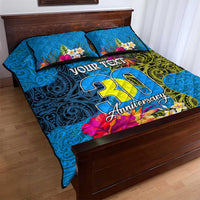 Personalised Palau Independence Day Quilt Bed Set 1st October 30th Anniversary Polynesian Jungle Flower