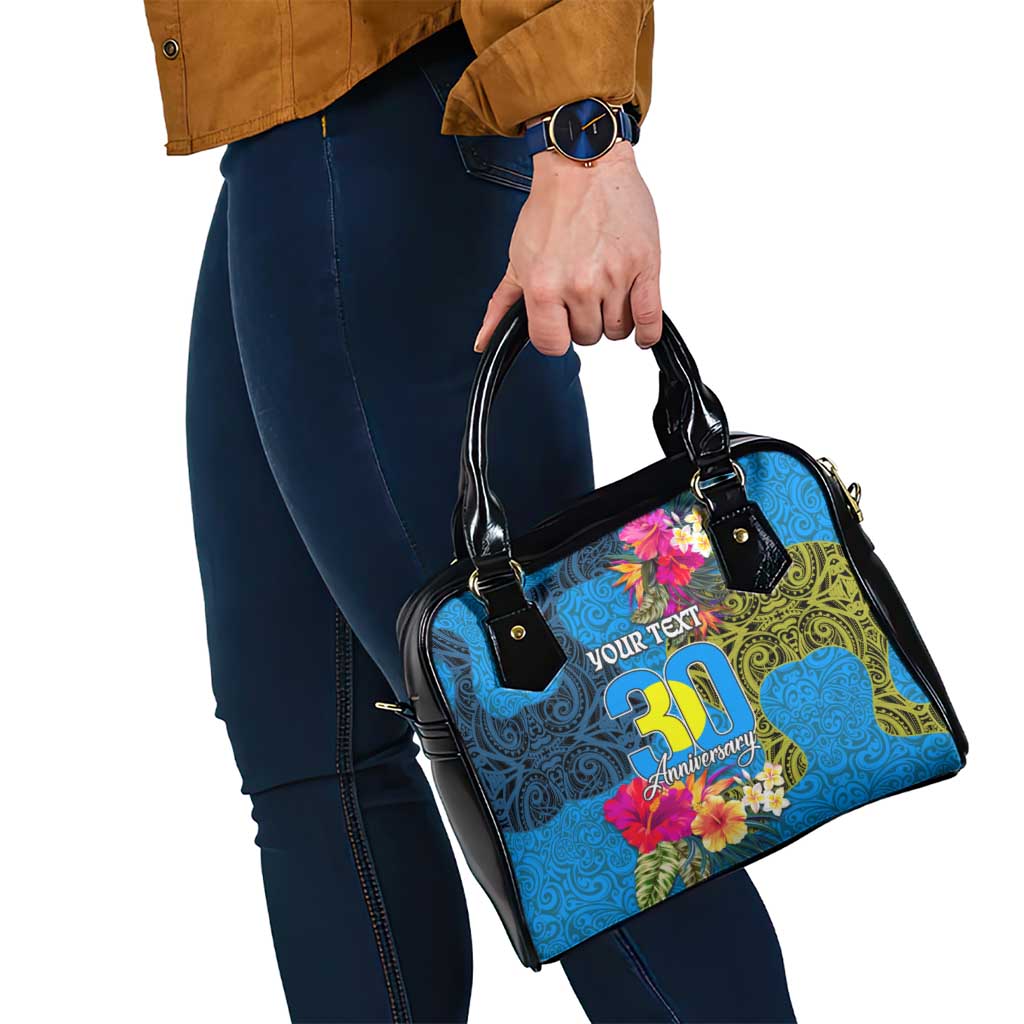 Personalised Palau Independence Day Shoulder Handbag 1st October 30th Anniversary Polynesian Jungle Flower