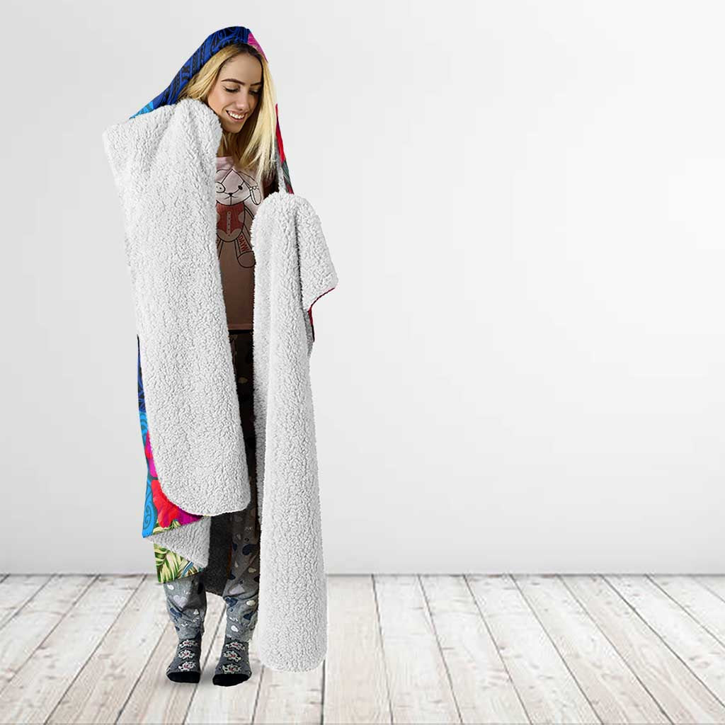 Tuvalu Independence Day Hooded Blanket 1st October 46th Anniversary Polynesian Jungle Flower LT03 - Polynesian Pride