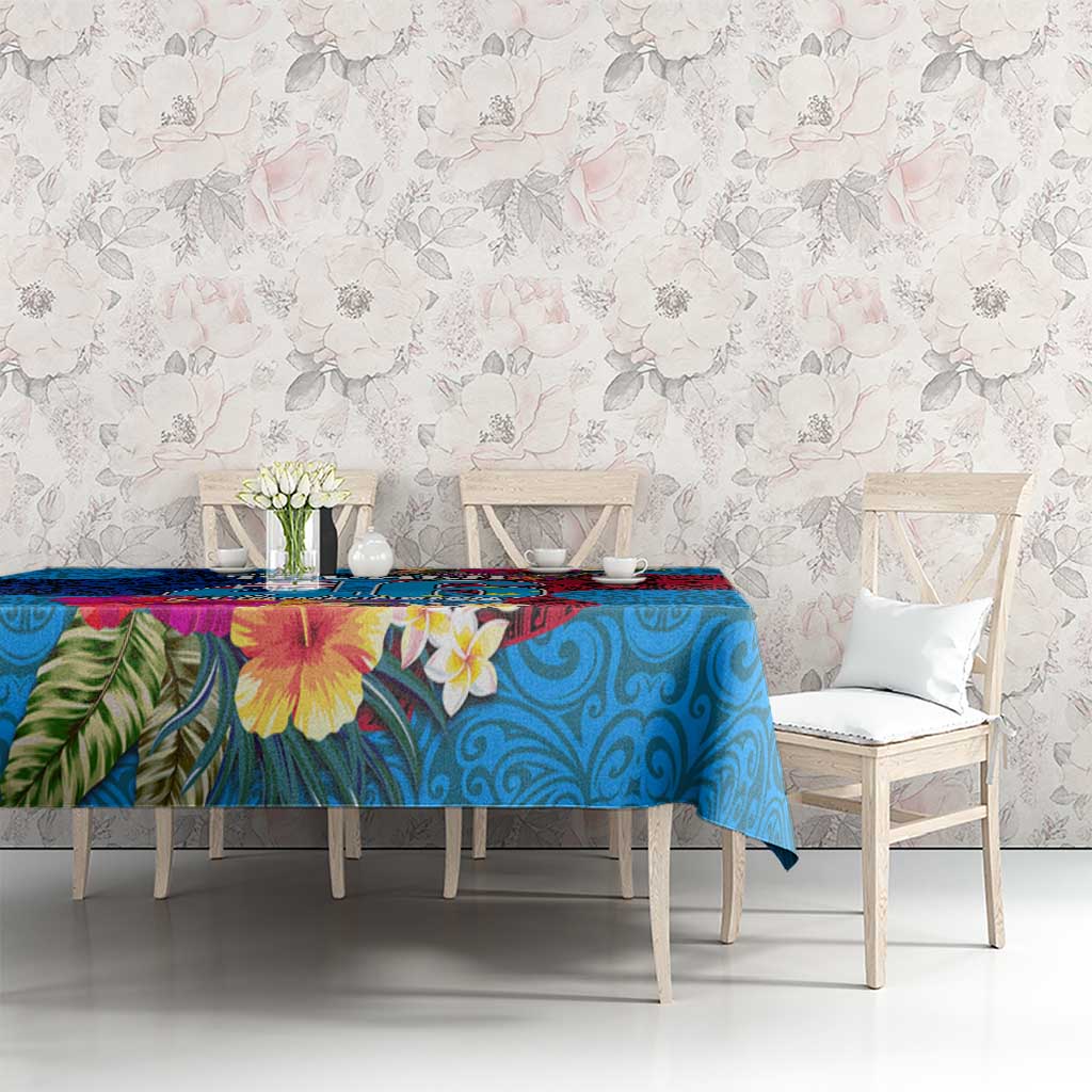 Tuvalu Independence Day Tablecloth 1st October 46th Anniversary Polynesian Jungle Flower