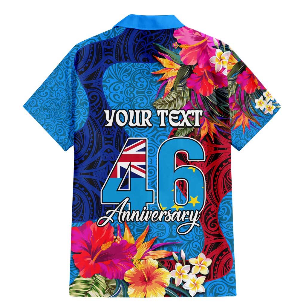 Personalised Tuvalu Independence Day Family Matching Mermaid Dress and Hawaiian Shirt 1st October 46th Anniversary Polynesian Jungle Flower