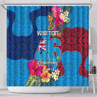 Personalised Tuvalu Independence Day Shower Curtain 1st October 46th Anniversary Polynesian Jungle Flower LT03 - Polynesian Pride