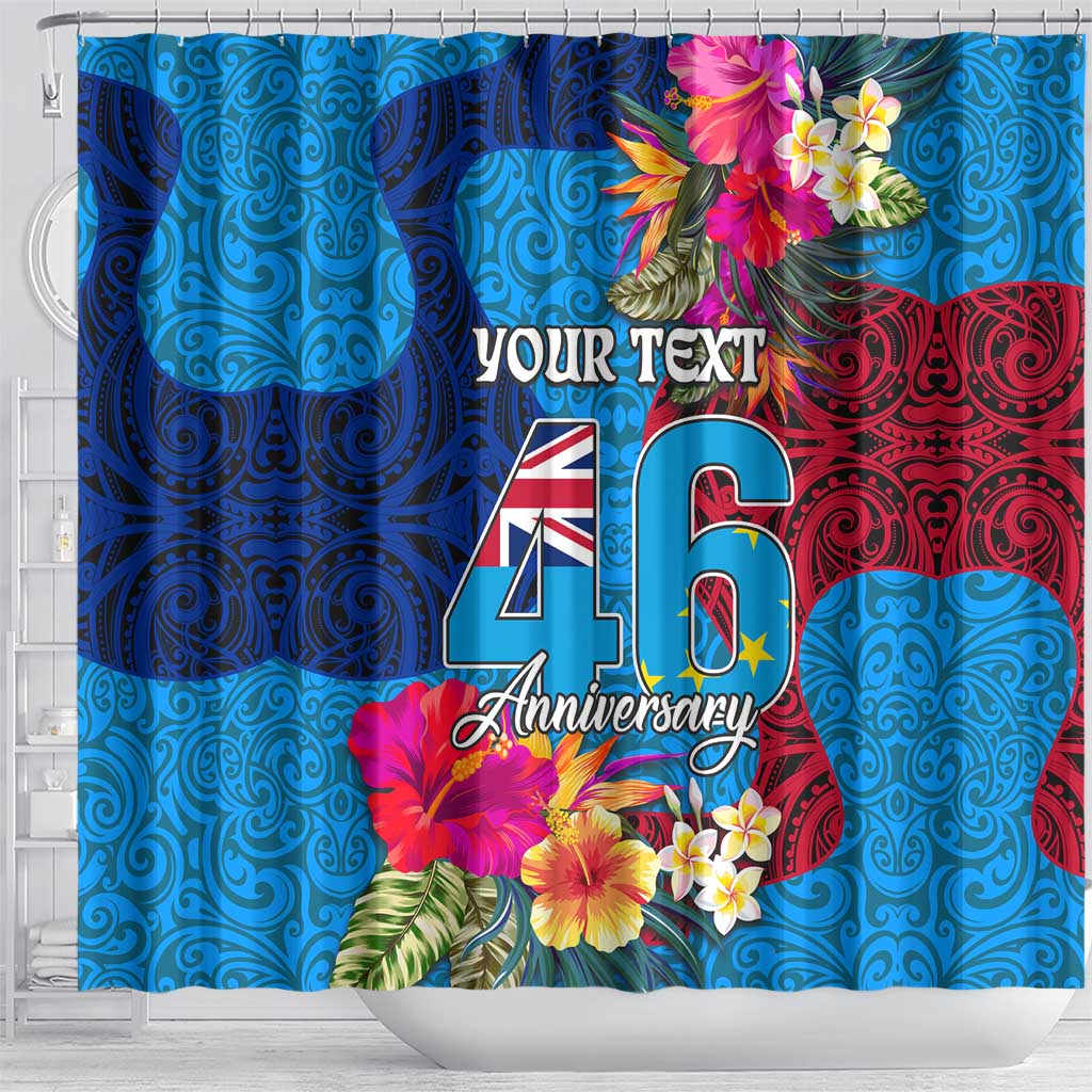Personalised Tuvalu Independence Day Shower Curtain 1st October 46th Anniversary Polynesian Jungle Flower LT03 - Polynesian Pride