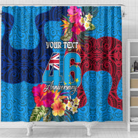 Personalised Tuvalu Independence Day Shower Curtain 1st October 46th Anniversary Polynesian Jungle Flower LT03 - Polynesian Pride
