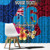 Personalised Tuvalu Independence Day Window Curtain 1st October 46th Anniversary Polynesian Jungle Flower