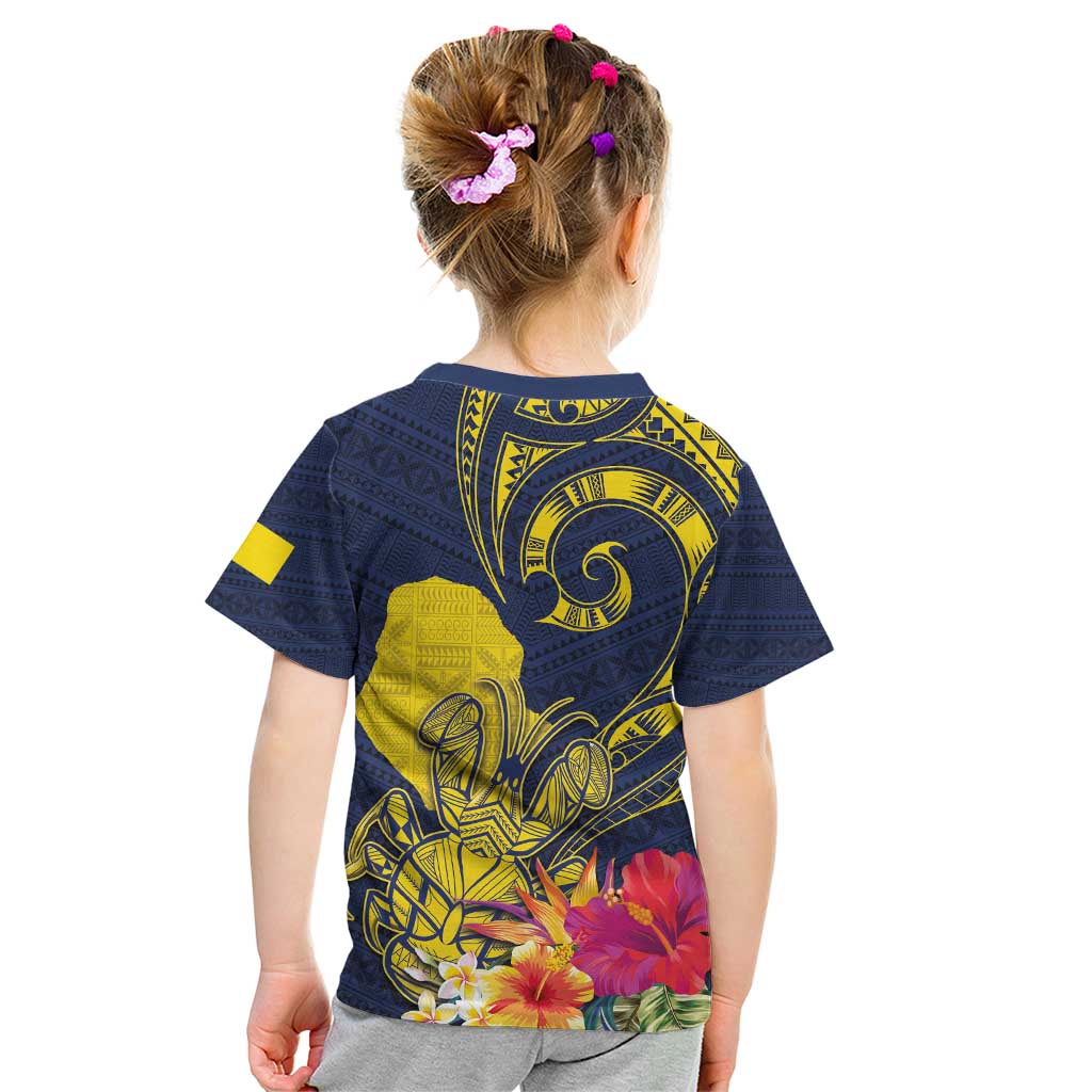 Niue Independence Day Kid T Shirt Hiapo Pattern Hibiscus Plumeria and Uga LT03 - Polynesian Pride