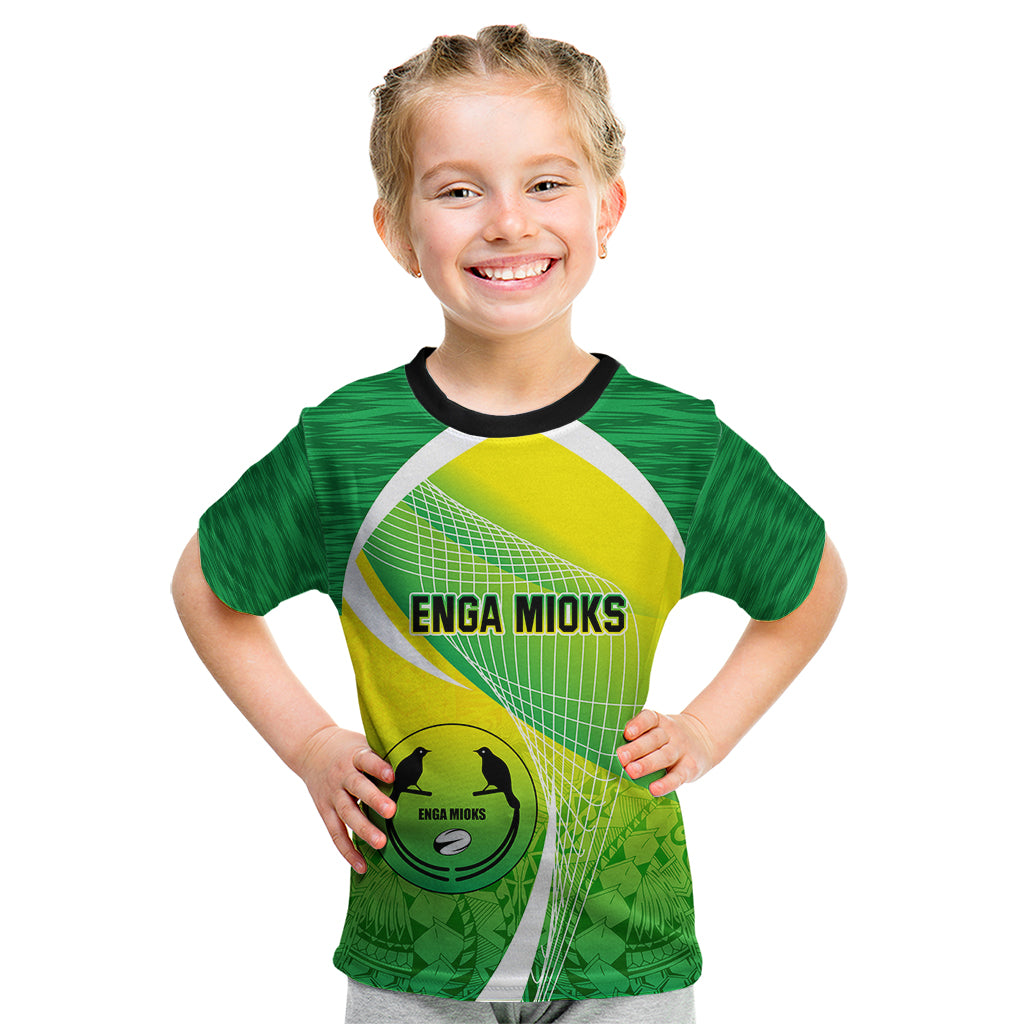 Enga Mioks Rugby Kid T Shirt Papua New Guinea Polynesian Tattoo LT03 Green - Polynesian Pride