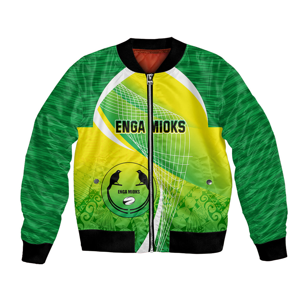 Custom Enga Mioks Rugby Bomber Jacket Papua New Guinea Polynesian Tattoo LT03 Unisex Green - Polynesian Pride