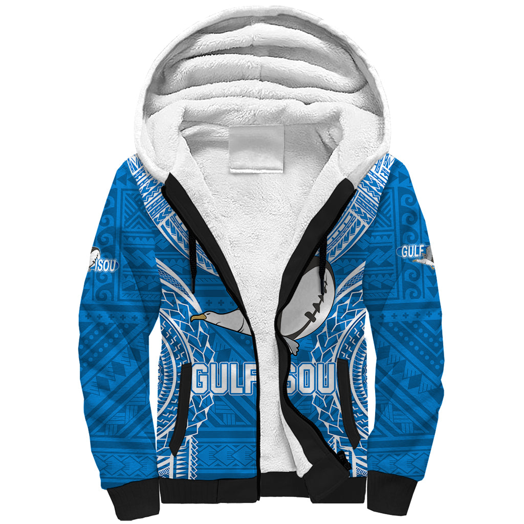 Gulf Isou Rugby Sherpa Hoodie Papua New Guinea Polynesian Tattoo LT03 Unisex Blue - Polynesian Pride
