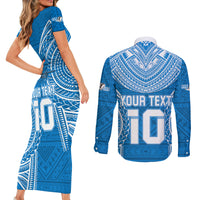 Custom Gulf Isou Rugby Couples Matching Short Sleeve Bodycon Dress and Long Sleeve Button Shirts Papua New Guinea Polynesian Tattoo LT03 - Polynesian Pride