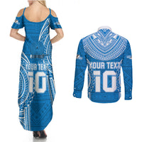 Custom Gulf Isou Rugby Couples Matching Summer Maxi Dress and Long Sleeve Button Shirts Papua New Guinea Polynesian Tattoo LT03 - Polynesian Pride