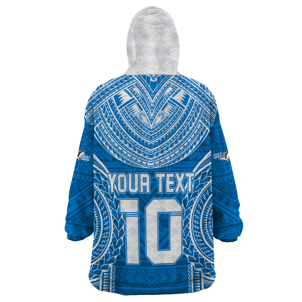 Custom Gulf Isou Rugby Wearable Blanket Hoodie Papua New Guinea Polynesian Tattoo LT03 - Polynesian Pride