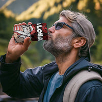 Hawaii Aloha Santa Claus Funny Polynesian Tattoo 4 in 1 Can Cooler Tumbler Red Color