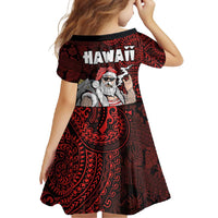 Hawaii Aloha Santa Claus Funny Polynesian Tattoo Family Matching Summer Maxi Dress and Hawaiian Shirt Red Color