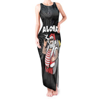 Hawaii Aloha Santa Claus Funny Polynesian Tattoo Tank Maxi Dress Black Color