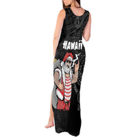 Hawaii Aloha Santa Claus Funny Polynesian Tattoo Tank Maxi Dress Black Color