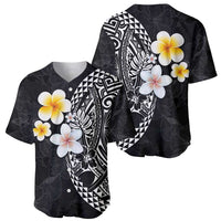 Hawaiian Hibiscus and Plumeria Polynesian Tribal Tattoo Baseball Jersey Black Color LT03 - Polynesian Pride