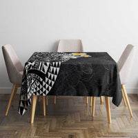 Hawaiian Hibiscus and Plumeria Polynesian Tribal Tattoo Tablecloth Black Color