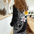 Hawaiian Hibiscus and Plumeria Polynesian Tribal Tattoo Women Casual Shirt Black Color