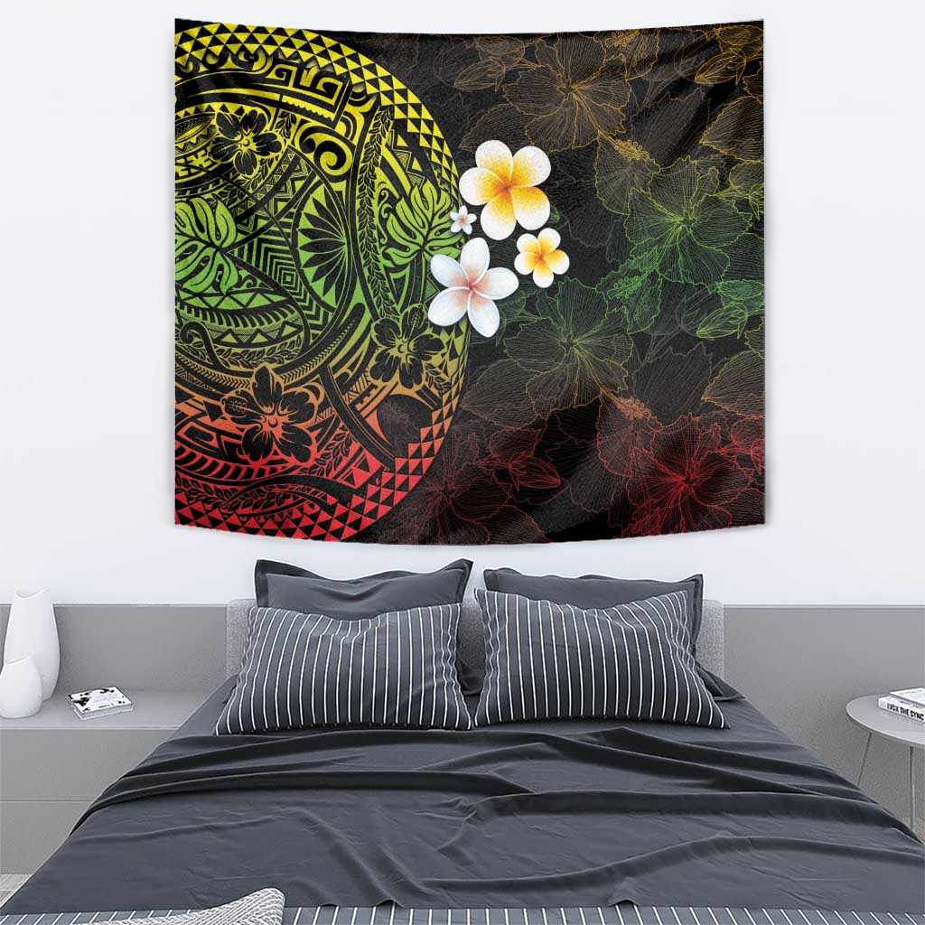 Hawaiian Hibiscus and Plumeria Polynesian Tribal Tattoo Tapestry Reggae Color LT03 - Polynesian Pride