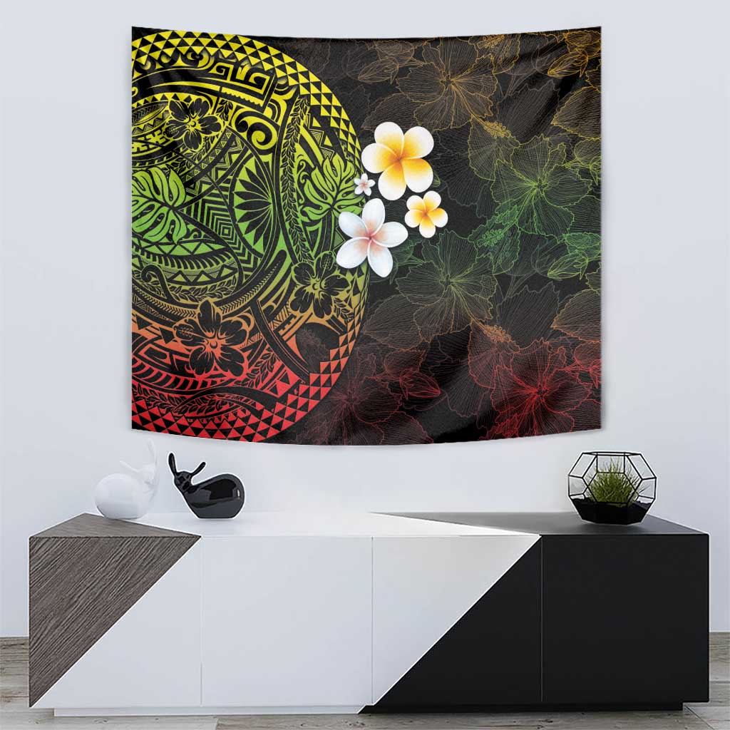 Hawaiian Hibiscus and Plumeria Polynesian Tribal Tattoo Tapestry Reggae Color LT03 - Polynesian Pride