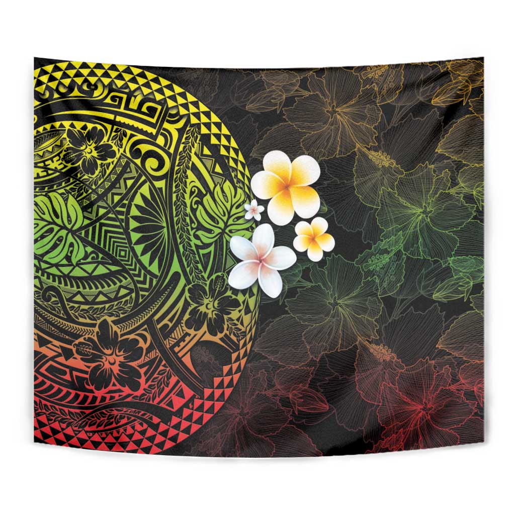 Hawaiian Hibiscus and Plumeria Polynesian Tribal Tattoo Tapestry Reggae Color LT03 - Polynesian Pride