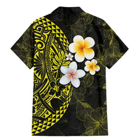 Hawaiian Hibiscus and Plumeria Polynesian Tribal Tattoo Family Matching Mermaid Dress and Hawaiian Shirt Yellow Color