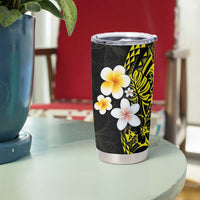 Hawaiian Hibiscus and Plumeria Polynesian Tribal Tattoo Tumbler Cup Yellow Color