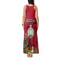 Niue Christmas Tank Maxi Dress Coat of Arms and Polynesian Tattoo Xmas Element Christmas Red Vibe LT03 - Polynesian Pride