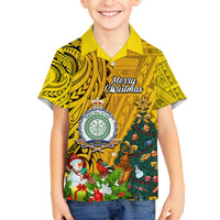 Niue Christmas Kid Hawaiian Shirt Coat of Arms and Polynesian Tattoo Xmas Element Christmas Yellow Vibe LT03 Kid Yellow - Polynesian Pride