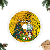 Personalised Niue Christmas Tree Skirt Coat of Arms and Polynesian Tattoo Xmas Element Christmas Yellow Vibe LT03 - Polynesian Pride