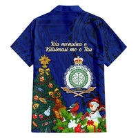 Niue Christmas Family Matching Short Sleeve Bodycon Dress and Hawaiian Shirt Coat of Arms and Polynesian Tattoo Xmas Element Christmas Blue Vibe LT03 - Polynesian Pride