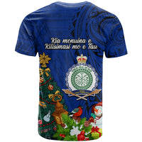 Niue Christmas T Shirt Coat of Arms and Polynesian Tattoo Xmas Element Christmas Blue Vibe LT03 - Polynesian Pride