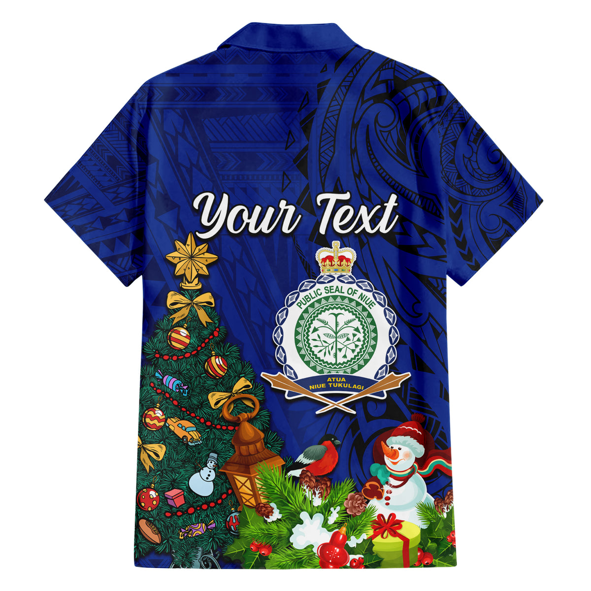 Personalised Niue Christmas Family Matching Short Sleeve Bodycon Dress and Hawaiian Shirt Coat of Arms and Polynesian Tattoo Xmas Element Christmas Blue Vibe LT03 - Polynesian Pride