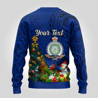 Personalised Niue Christmas Ugly Christmas Sweater Coat of Arms and Polynesian Tattoo Xmas Element Christmas Blue Vibe LT03 - Polynesian Pride